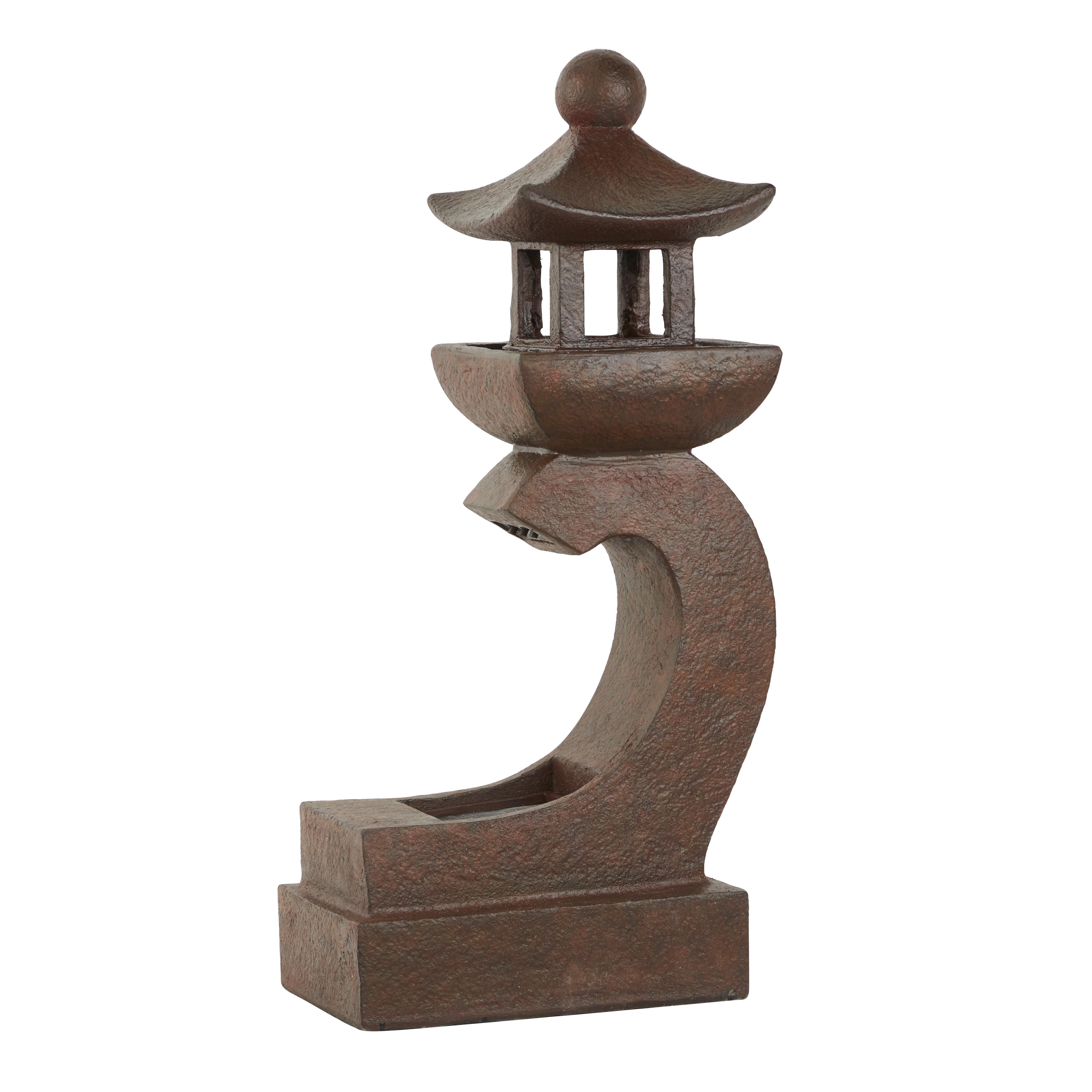 Import Corner - Wholesale Outdoor Ornament/Decor - A-40494: POLYSTONE TOWER FOUNTAIN 10"W,16"H1