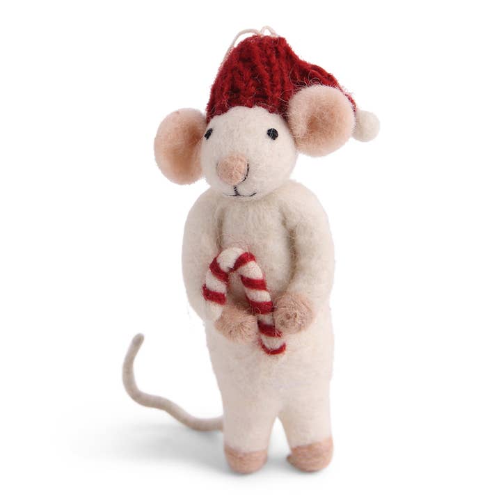 White Mouse w/Candy Cane for wholesale by Gry and Sif