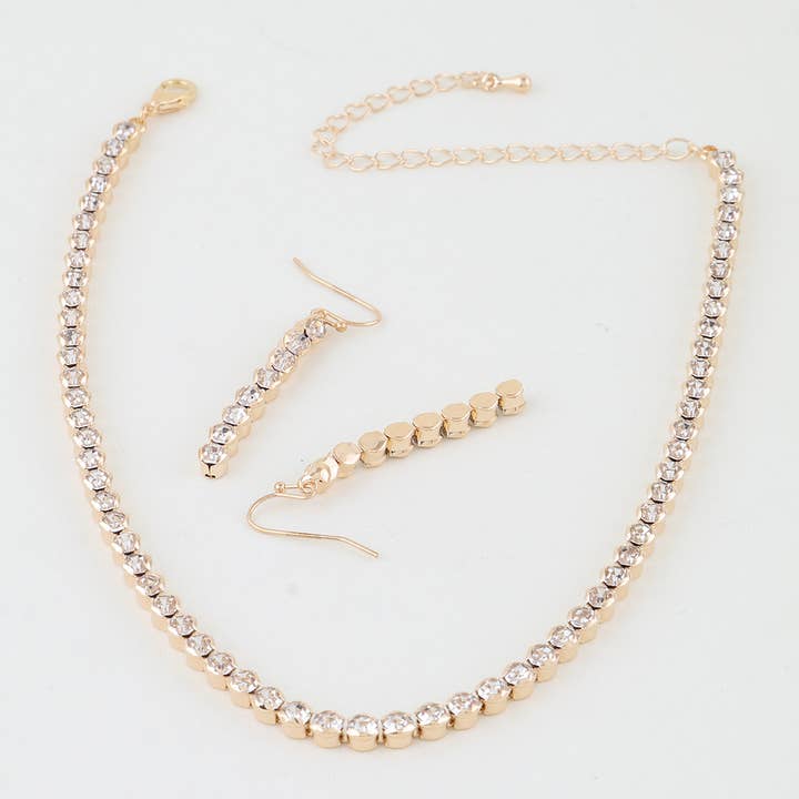 3AM BY H&D ACCESSORIES - Wholesale Jewelry Set - Bejeweled Rhinestone Choker Necklace N Earrings Set1