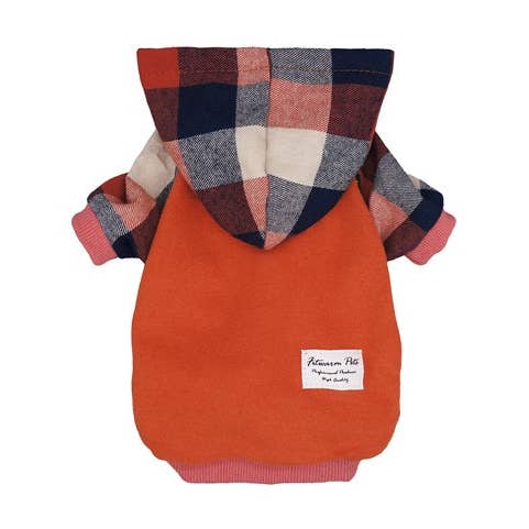 Orange Plaid hættetrøje for engroshandel hos Fitwarm