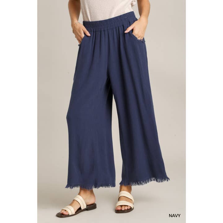 STYLE USA - Wholesale Broek - Dames - Broek met brede pijpen en elastische tailleband van linnen13