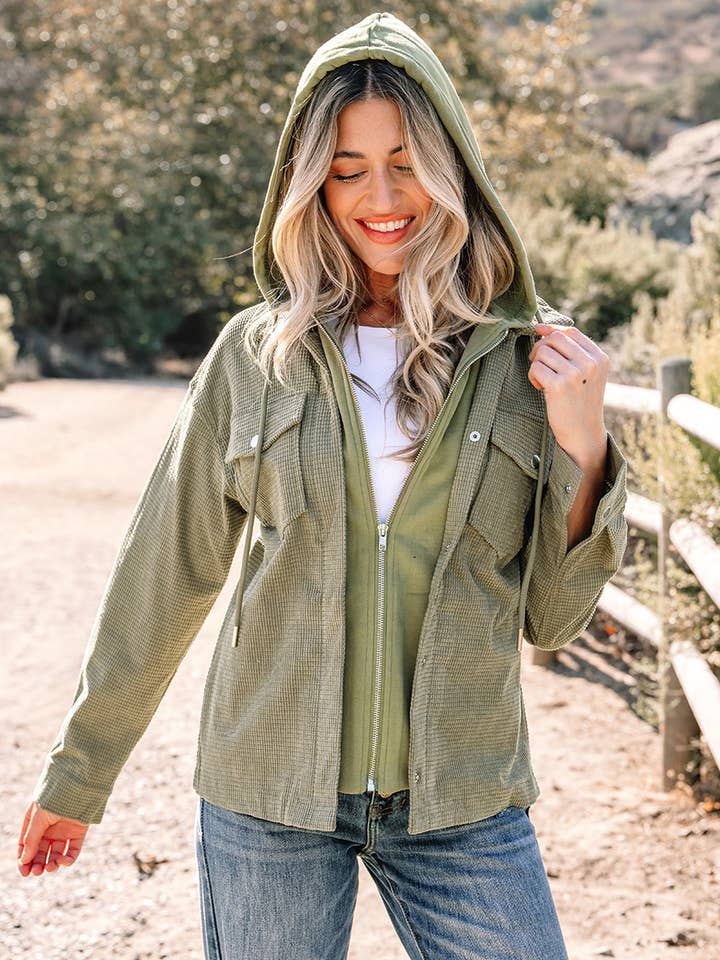 Undine Knit Textured Hooded Jacket for wholesale by Poppy Lee Lane