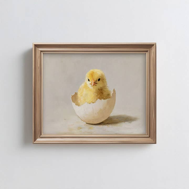 Kunstprint van een kuiken dat uitkomt voor wholesale door Paper House Print Shop