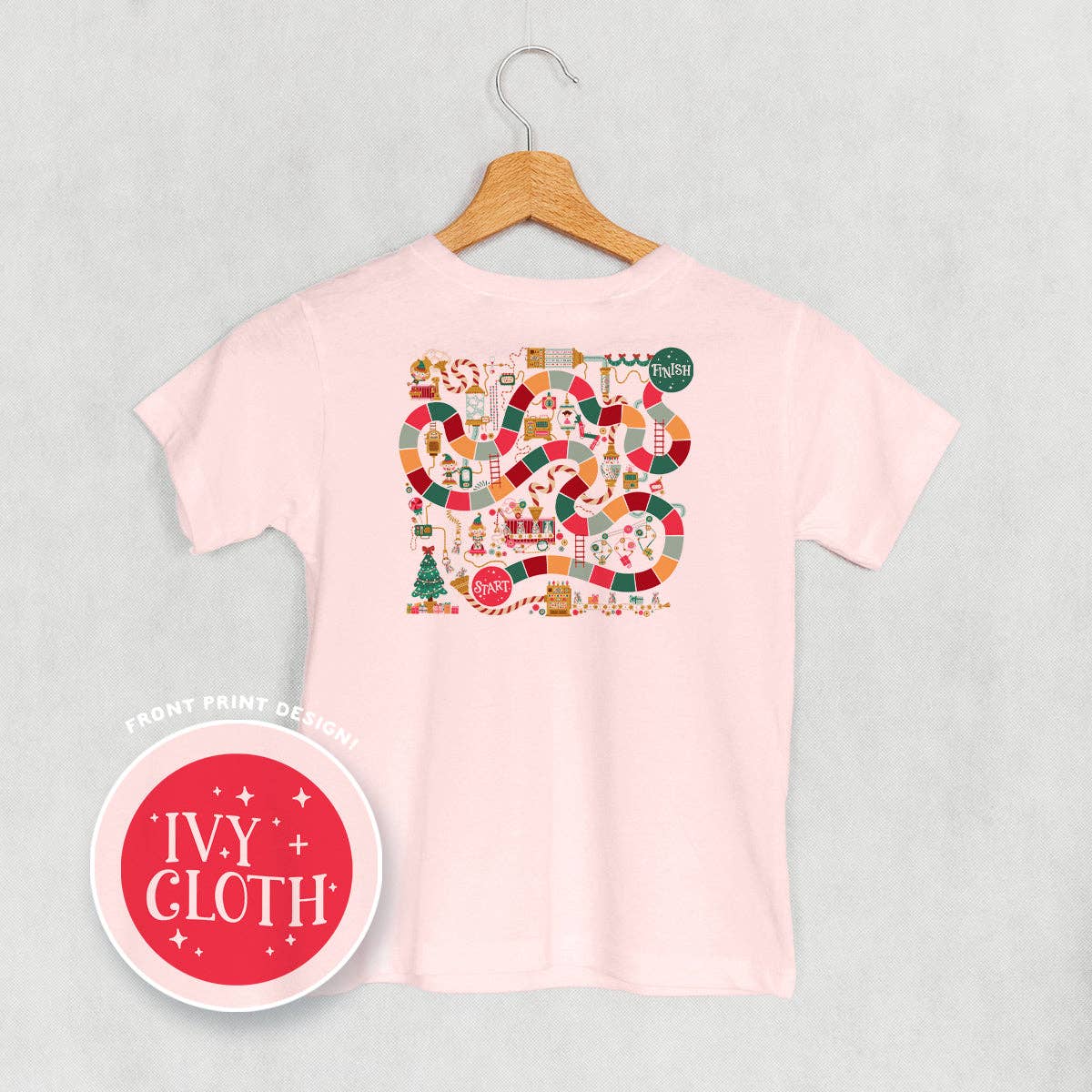 Ivy + Cloth - Wholesale Screen Printed T-Shirt - Kids - Holiday Board Game Doodle (Kids Back Print)2