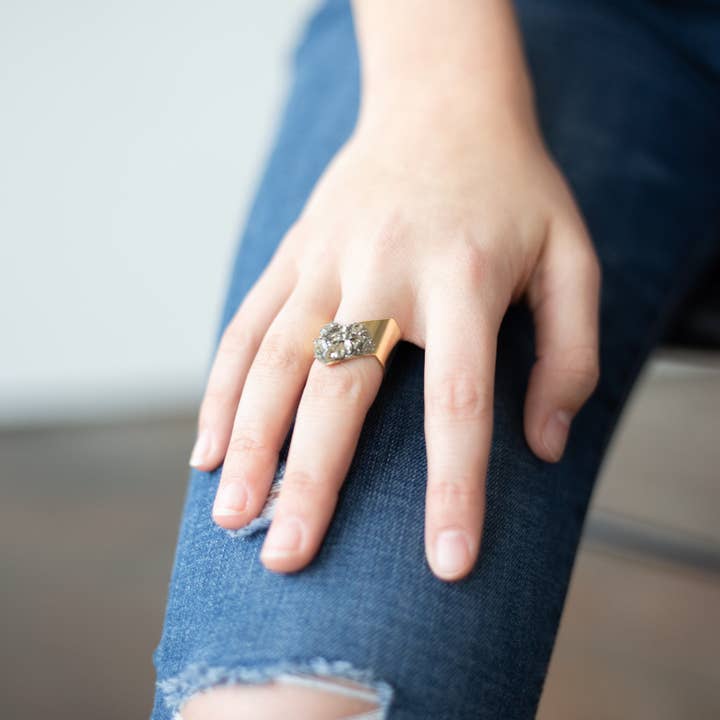 Dynamo - Wholesale Multi-Stone Ring - Jewelry, Luxury | Adjustable Gold Herkimer Diamond Ring1