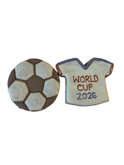 World Cup Soccer Ball and Jersey Gluten Free Dog Treats for wholesale by Pawsitively Homemade
