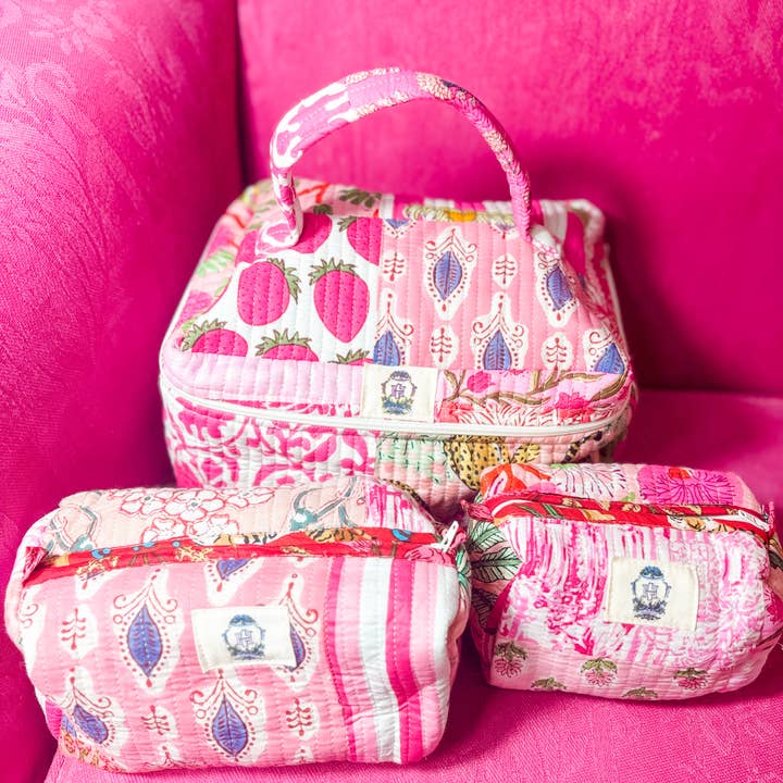 Heart of Grace - Wholesale Makeup/Cosmetic Bag - Pink City | Quilted Cosmetic Bags-set of 3