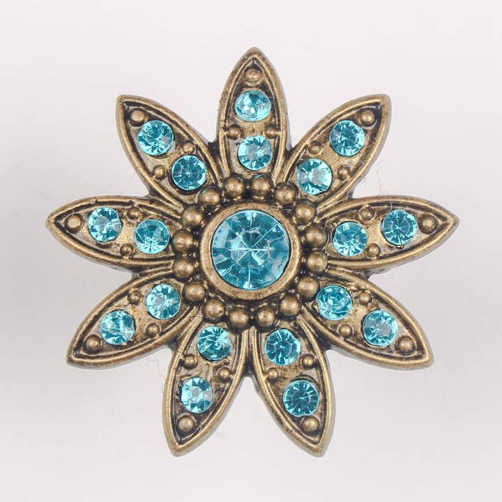 Pomello a forma di margherita con gioielli, blu per la vendita all'ingrosso da parte di Originals International Ltd