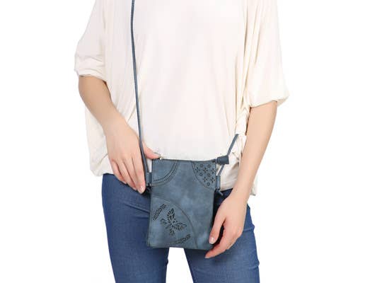 Shine Mark Accessories - Venta al por mayor Bandolera - Mujer - Azul marino - Bolsas cruzadas con corte láser de mariposa para teléfono móvil1