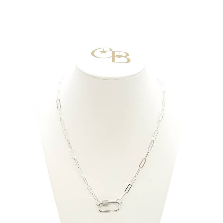 Silver Ashley Necklace with Gabi Carabiner for wholesale by The Charm Bar Company