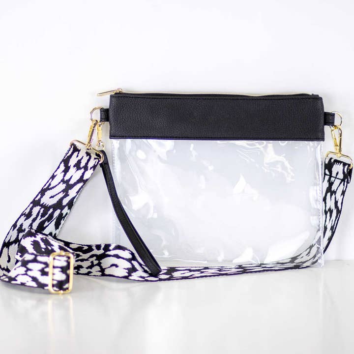 Michelle Clear Crossbody Black 9.5x8 for wholesale by The Royal Standard