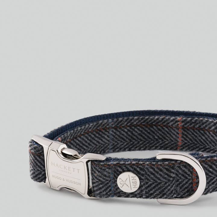 Hugo & Hudson - Wholesale Pet Collar - Dog - Hackett x Hugo Hudson Grey Checked Tweed Dog Collar2
