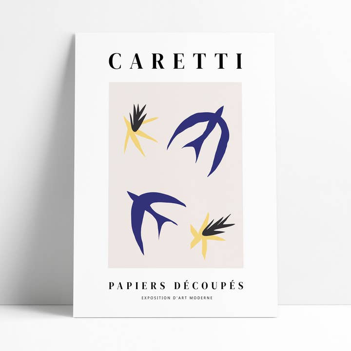 Affiche 30x40 cm – Hirondelles bleues - 19718 pour la vente par David & David Studio