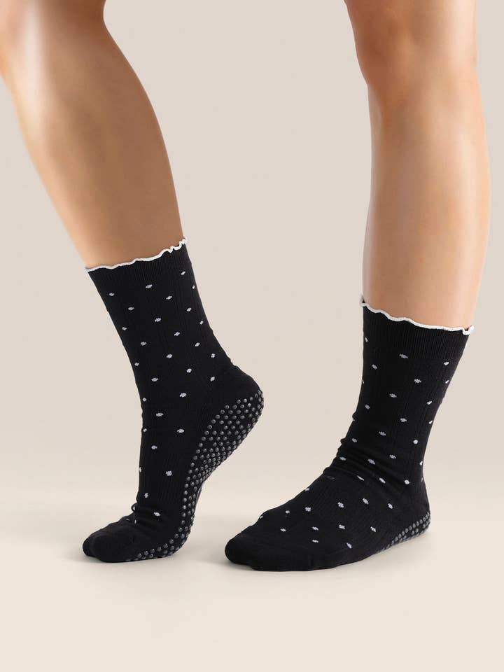 Calzini Antiscivolo con Grip - Nero a Pois con Volant per la vendita all'ingrosso da parte di MoveActive