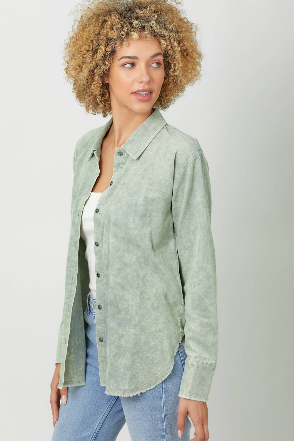 Mystree – Engroshandel Skjorte med buttondown – til kvinder – 60857 Vasket fløjlsskjorte20