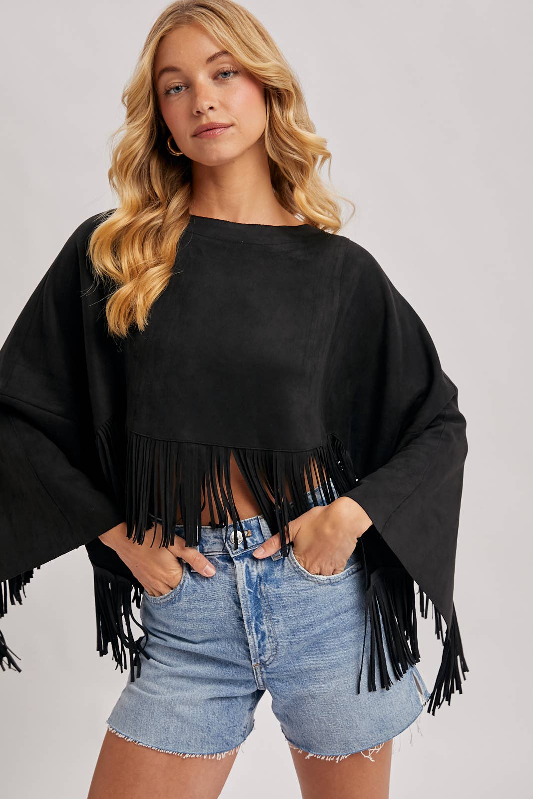 Bluivy - Wholesale Poncho - Women's - WESTERN BOHEMIAN SUEDE FRINGE CAPE2