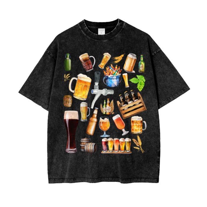 Grappig Beer Acid Wash-shirt - Oversized countryshirt voor wholesale door Colorfulmamas