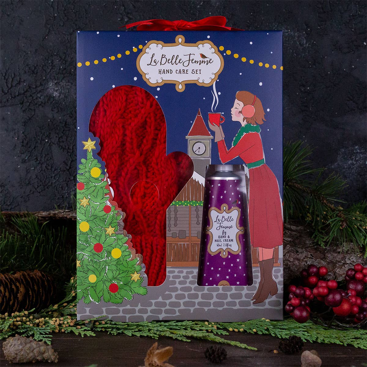 Accentra - Vendita all'ingrosso Crema/lozione mani - Set regalo La Belle Femme Noel con guanti2