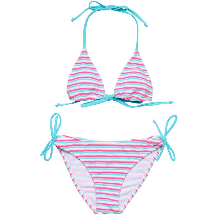 Sorbetstribet trekantsbikini til teenager for engroshandel hos Snapper Rock Swimwear UPF50+