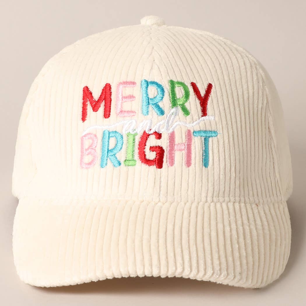 Fashion City - Wholesale Baseball Cap - Women's - MERRY BRIGHT Embroidery Corduroy Cap15