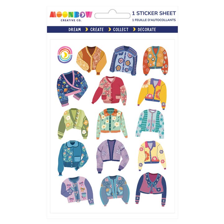 Retro Cardis Glossy Sticker Sheet for wholesale by Moonbow Creative Co.