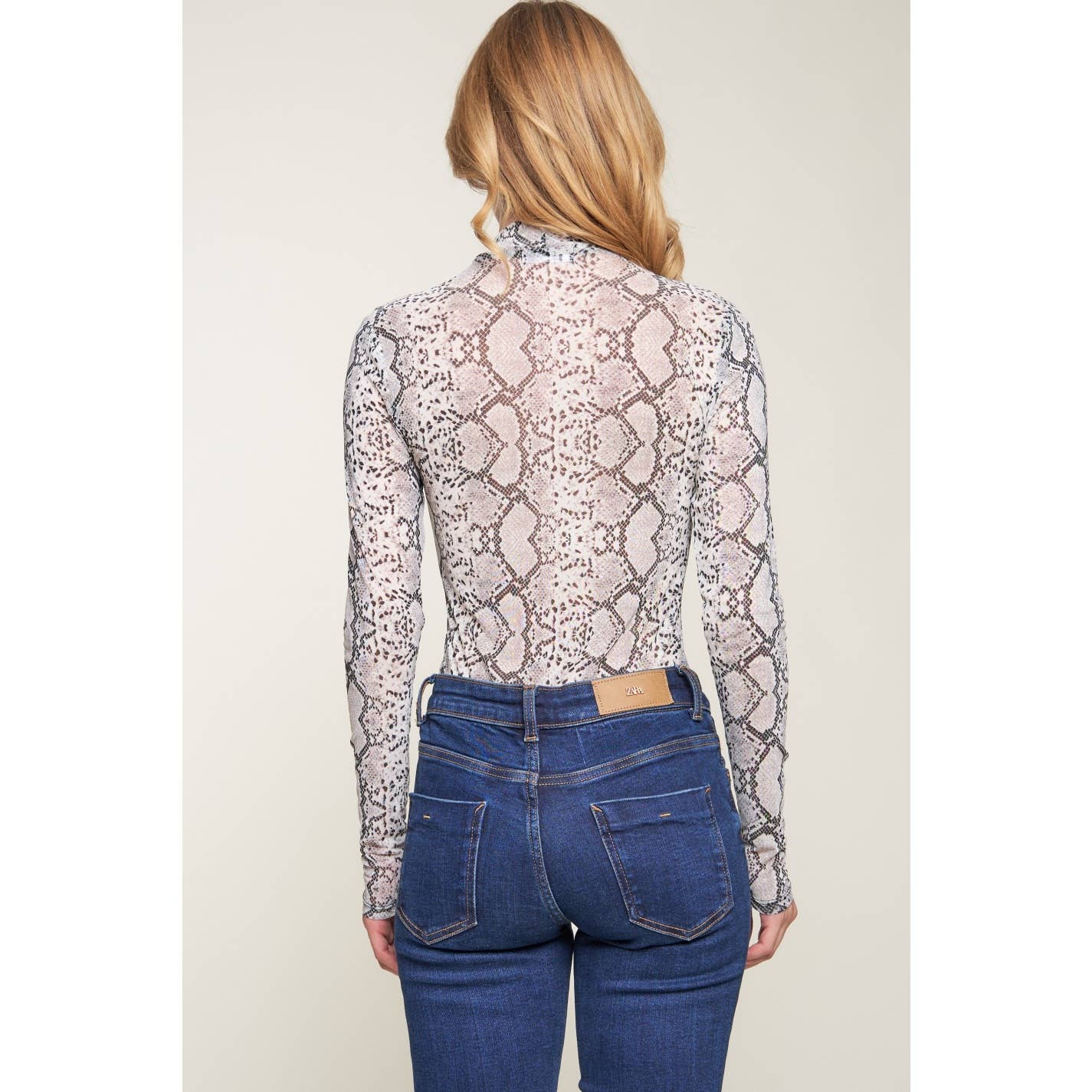 Popular 21 - Vente Body – femme - Body décontracté imprimé à manches longues et col montant en maille13