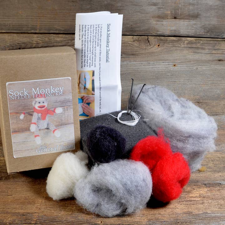 The General Bean - Wholesale Craft Sewing Kit - Needle Felting Kit- Sock Monkey- DIY Craft Kit3