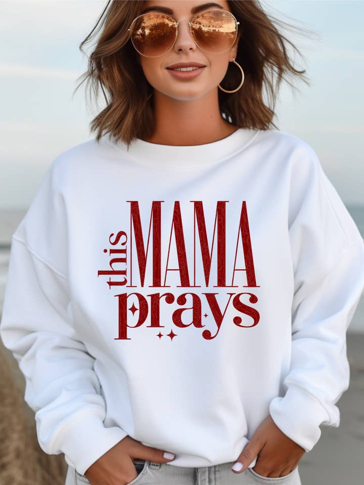 This Mama Prays Crewneck Sweatshirt for wholesale by Ink + Thread