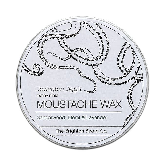Sandalwood, Elemi & Lavender extra firm Moustache Wax for wholesale by The Brighton Beard Co.