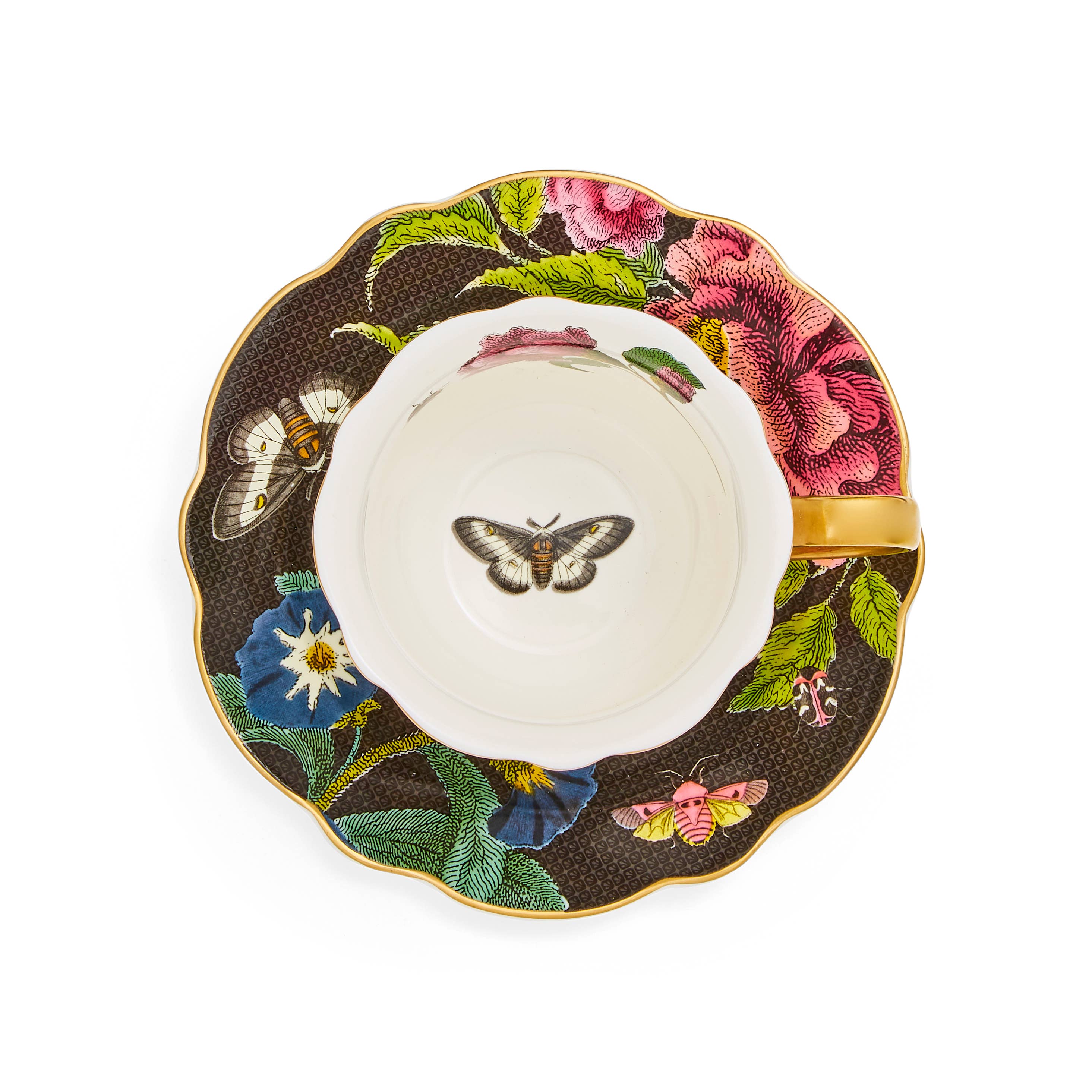 Portmeirion, Spode, Pimpernel, Nacthmann, Wrendale Designs - Wholesale Tea Set - Creatures of Curiosity Dark Floral Teacup and Saucer1