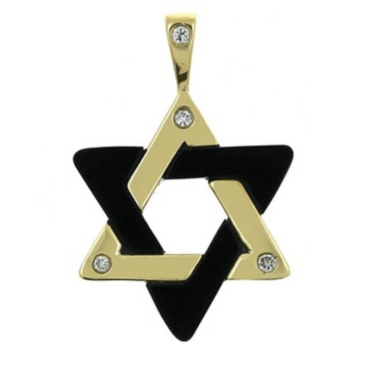 Pendentif étoile de David en or 14 carats avec pierres précieuses et diamants © pour la vente par Izakov Fine Jewelry