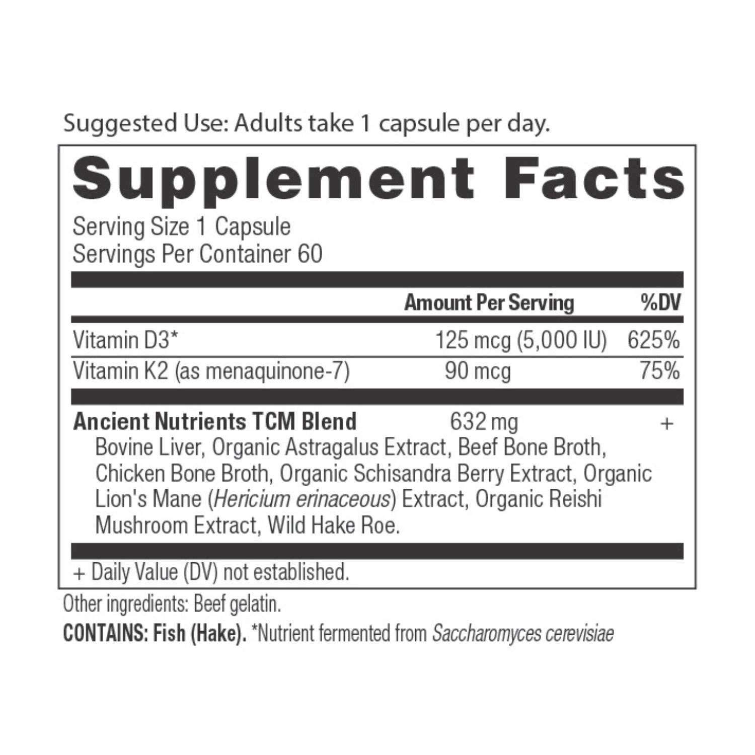 Noir Nutriments Anciens Vitamine D3 + K2 | Gélules (60 Gélules) en vente sur Faire1