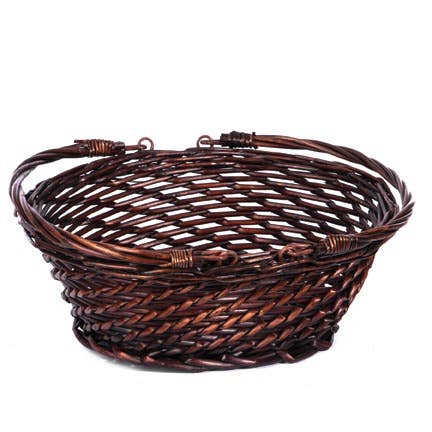 Oval Stained Twist Weave Willow w/ Drop Handle Basket for wholesale by Willow Group