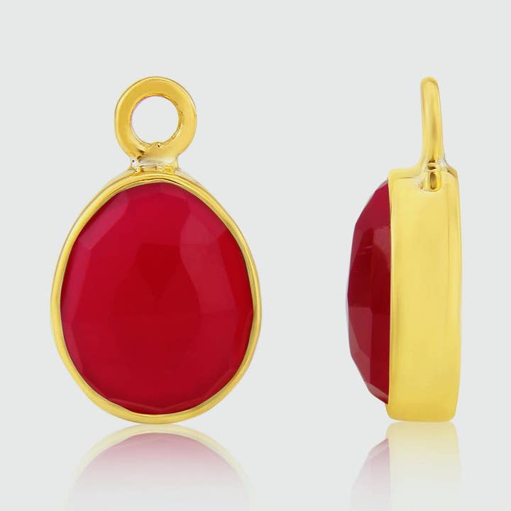Manhattan Gold & Fuchsia Pink Chalcedony Interchangeable Gemstone Drops for wholesale by Auree Jewellery