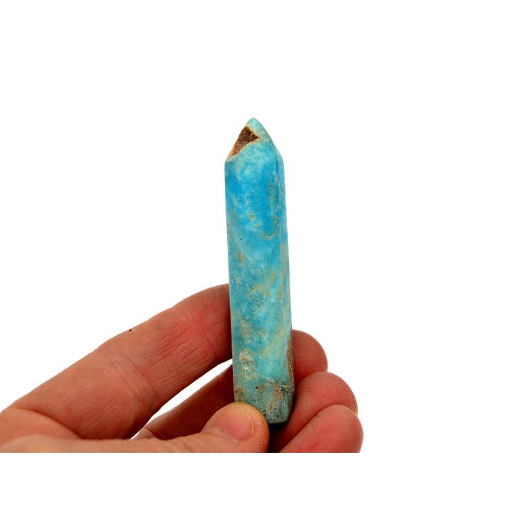 Kaia & Crystals – Großhandel Spiritueller Stein/Kristall – Blauer Aragonit Kristall-Spitzenpunkt (70 mm)7