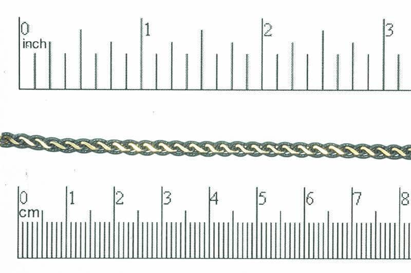 Continental Beads - Wholesale Craft Supplies - 4mm Flat Braided Two-Tone Curb Chain - Made of Brass and Enamel - Sold by the Foot - Ch-8764