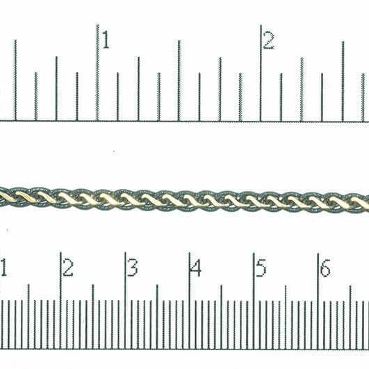 Continental Beads - Wholesale Craft Supplies - 4mm Flat Braided Two-Tone Curb Chain - Made of Brass and Enamel - Sold by the Foot - Ch-8764