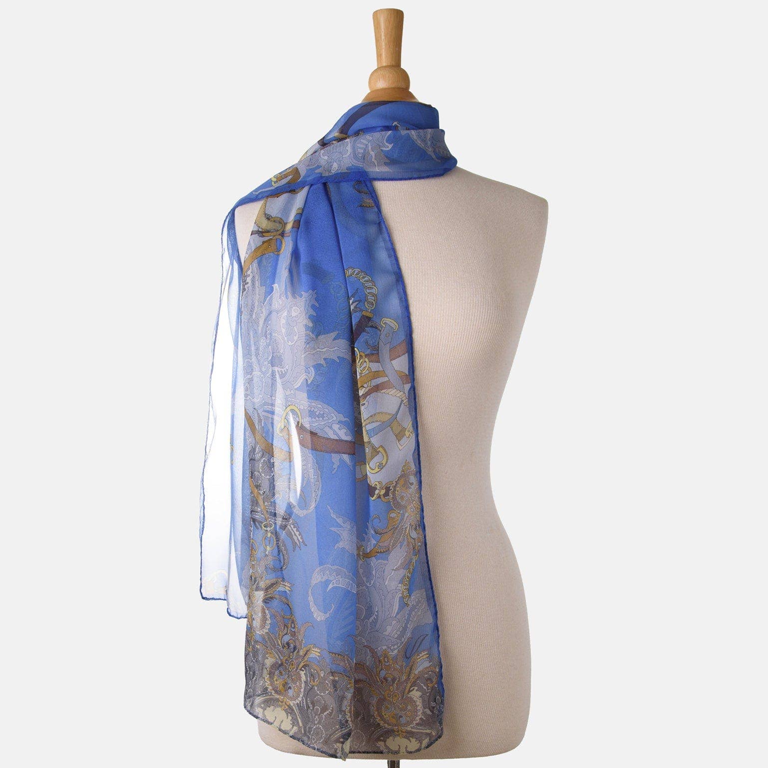 Elizabetta Made in Italy USA – Cachecol - Mulher por atacado – Alessandra - Cachecol longo de seda transparente - Azul6