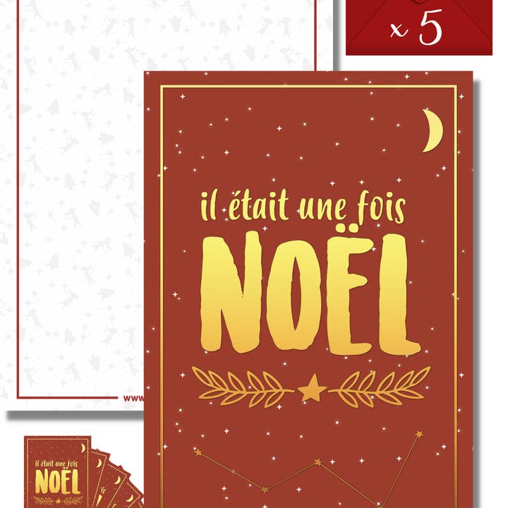 Lot de 5 cartes de voeux Noël Version Il était une fois pour la vente par TickyTacky
