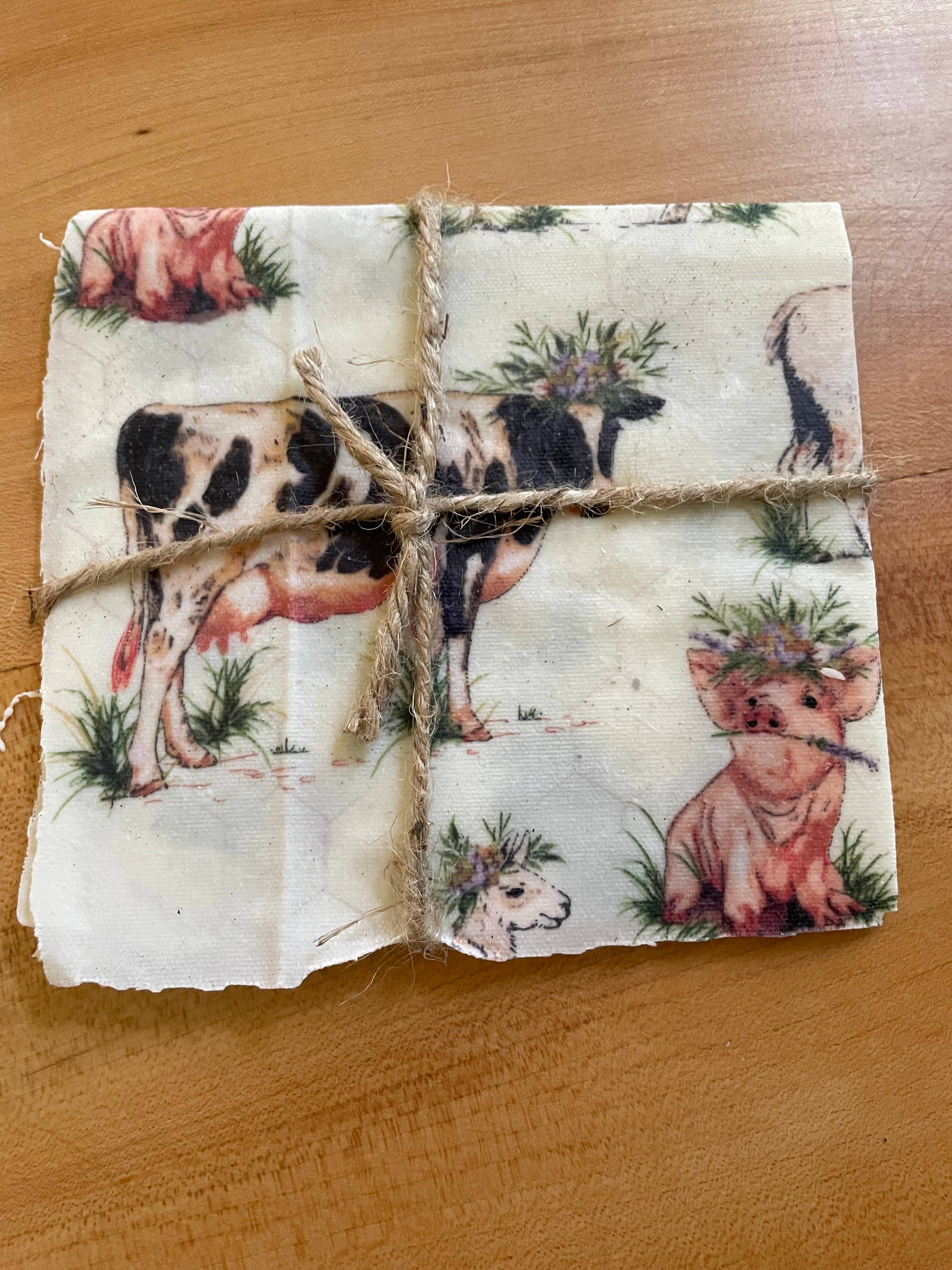 Harvest + Harmony - Wholesale Food Storage Wrap/Bag - Harvest + Harmony Beeswax Wrap, 12" x 12", Farm Decor4