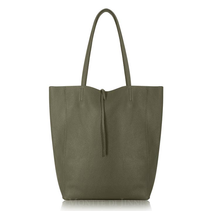 MONTTE DI JINNE - Venta al por mayor Bolso con correa - Mujer - Bolso de Hombro Grande Tipo Shopper de Cuero Genuino Italiano