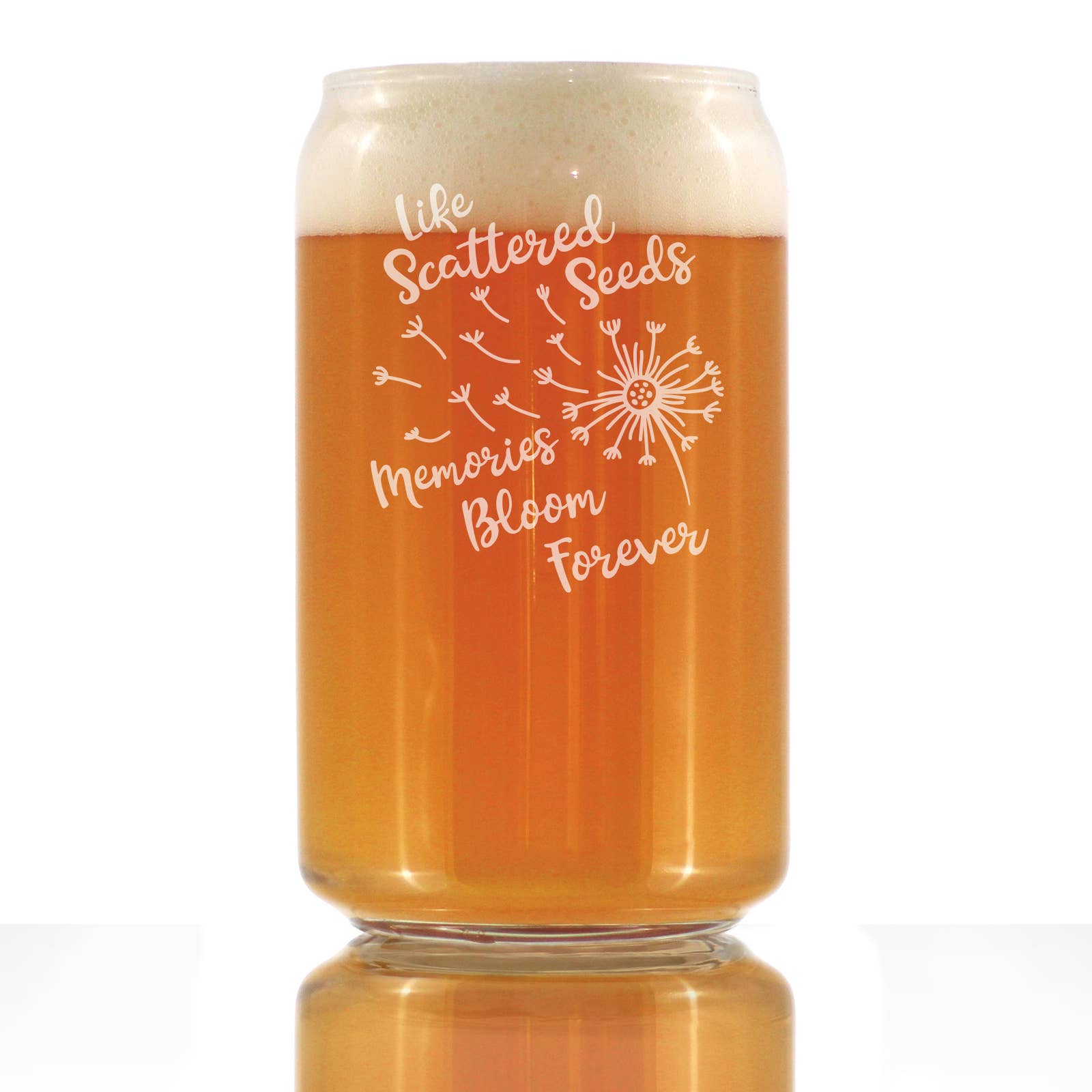 bevvee - Wholesale Beer glass/mug - Scattered Seeds Dandelion - Beer Can Pint Glass - Sympathy0
