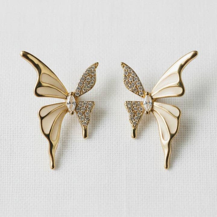 Boucles d'oreilles pendantes inspirées du papillon artistique pour la vente par Ellemadera
