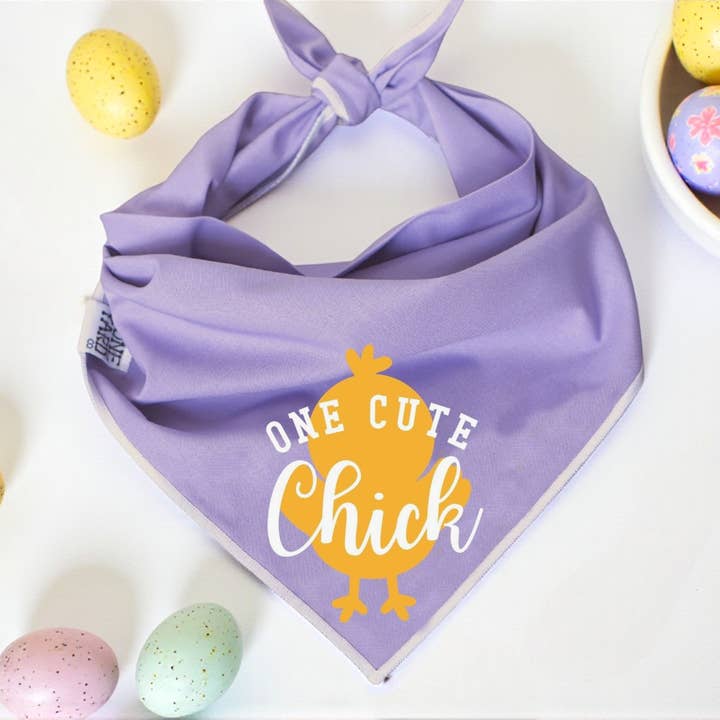 "One Cute Chick" Funny Easter Dog Bandana, Spring Dog for wholesale by Boneyard Co.