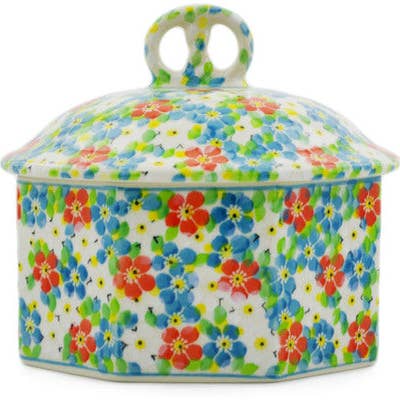 Pretzel Jar 6" Colorful Dizziness Theme UNIKAT for wholesale by Polmedia Polish Pottery