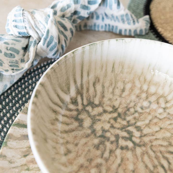 Novastyl - Wholesale Dinner Plate - JADE 600ml green and beige stoneware bowl2