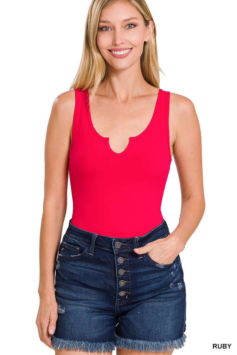 42POPS - Wholesale Bodysuit - Women's - Thong Bodysuit Microfiber Split Neck3