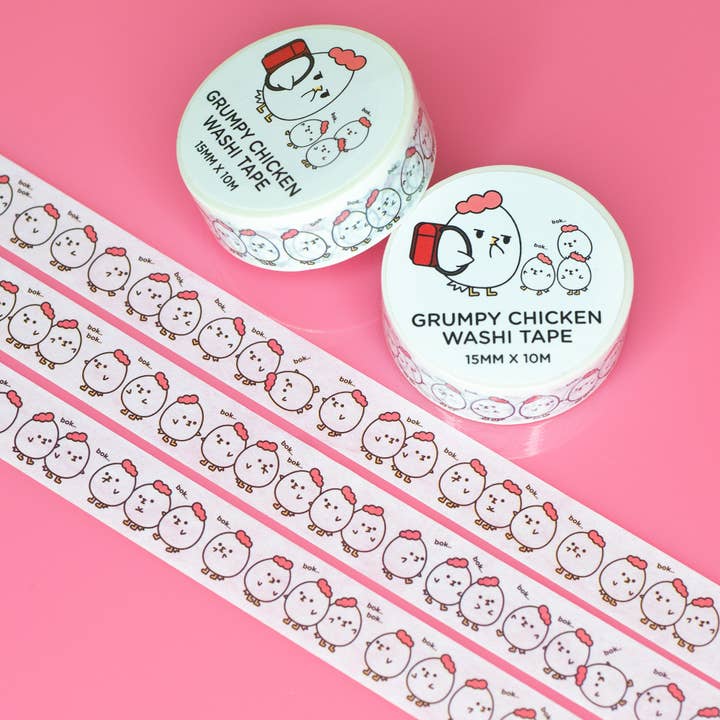 Tiny Grumpy Chicken Washi Tape for wholesale by Robot Dance Battle