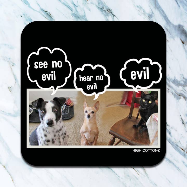 See No Evil, Hear No Evil Coaster for wholesale by High Cotton Gifts