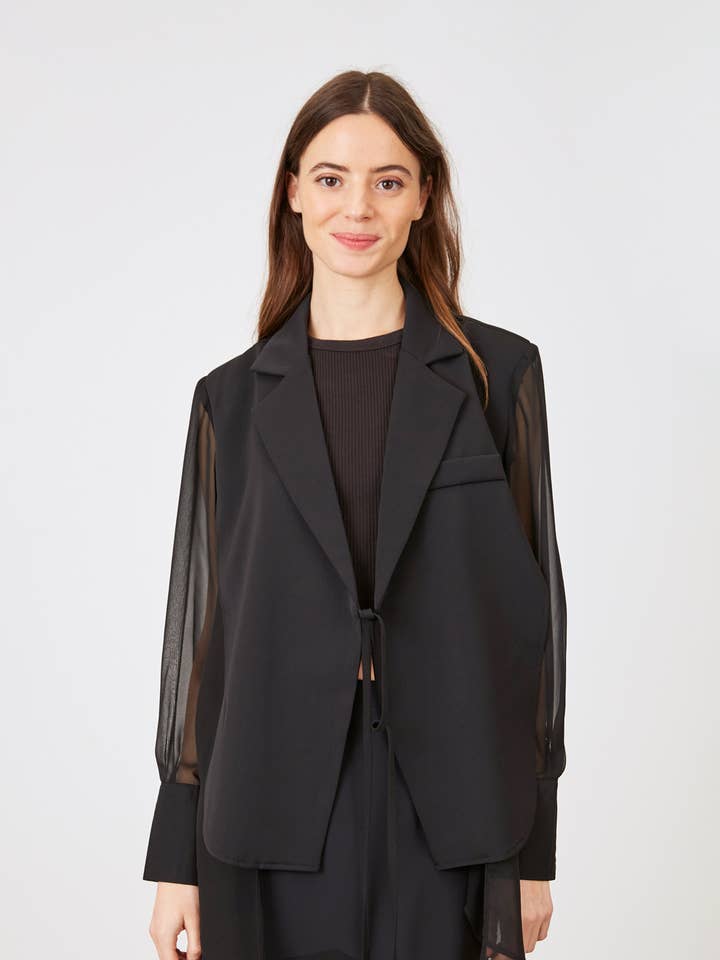 Chaqueta fluida de gasa transparente para venta al por mayor de ELLI WHITE